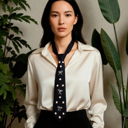 CORBATA NEGRA - MEDIA PERLA